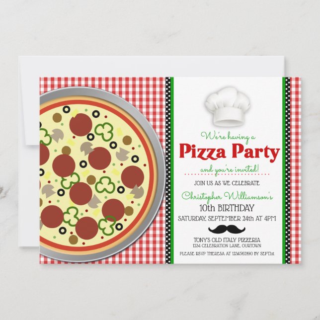 Pizza Party Anniversaire Invitation (Devant)