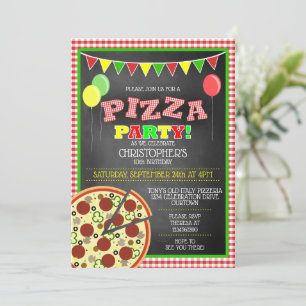 Pizza Party Anniversaire Invitation