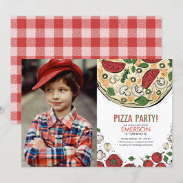Pizza Party Anniversaire Photo Invitation
