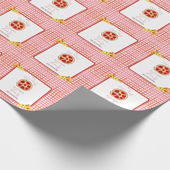 Pizza Party Any Age Birthday Geschenkpapier (Ecke)