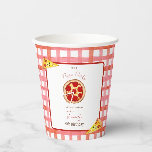 Pizza Party Any Age Birthday Paper cup Pappbecher (Vorderseite)