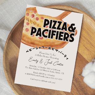 Pizza-Party-Baby-Party Pepperoni-Wasserfarben Retr Einladung