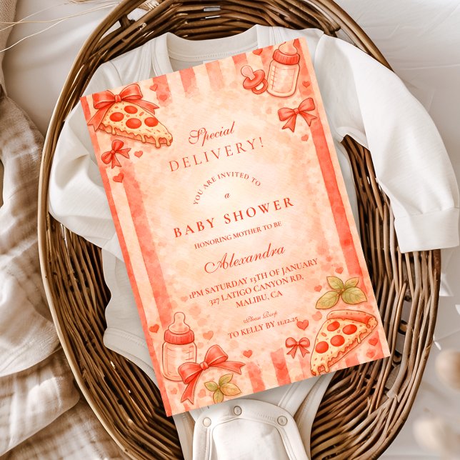 Pizza Party Baby Shower Einladung (Von Creator hochgeladen)