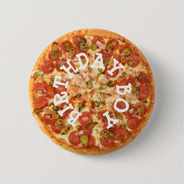 Pizza Party Birthday Boy Button (Vorderseite)