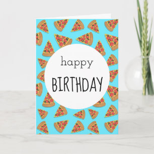 Pizza Party Birthday Card Blue Karte