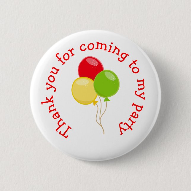 Pizza Party Birthday 'Danke für das Kommen' Button (Vorderseite)