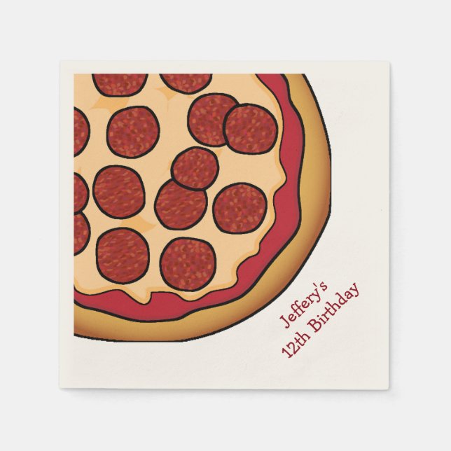 Pizza Party Custom Paper Napkins Serviette (Vorderseite)