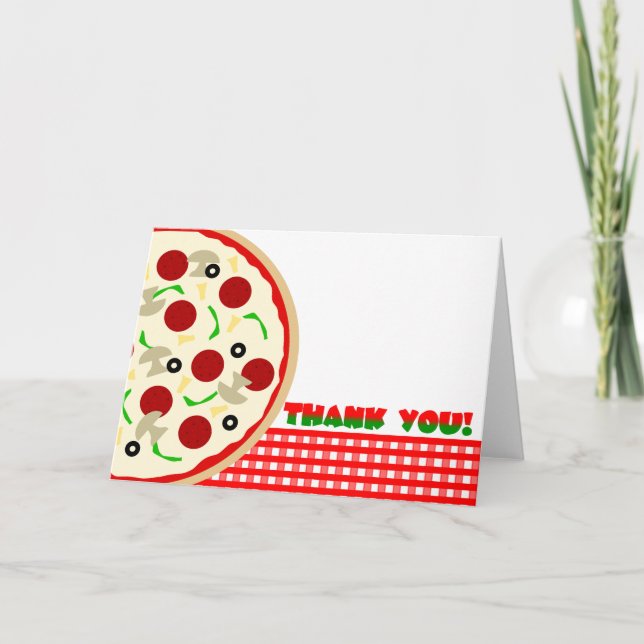 Pizza-Party danken Ihnen Anmerkungs-Karte Dankeskarte (Vorderseite)