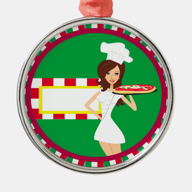 Pizza-Party-Dekoration Silbernes Ornament (Vorne)