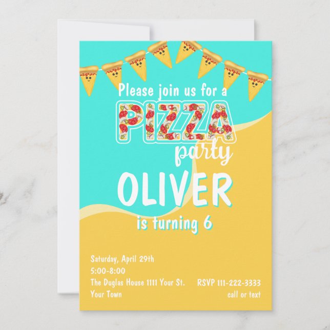 Pizza-Party Einladung (Vorderseite)
