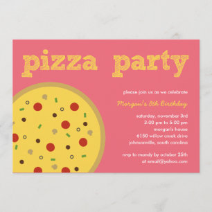 Pizza-Party Einladung (rosa)