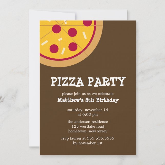 Pizza-Party Einladungen (Vorderseite)