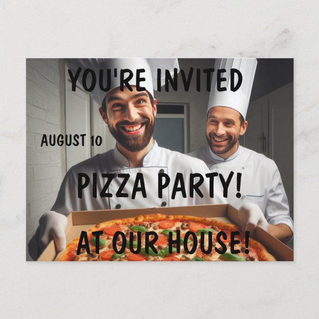 PIZZA-PARTY EINLADUNGEN Postkarten (Vorderseite)