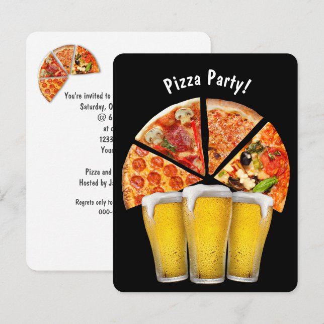 Pizza Party et invitation à la bière (Devant / Derrière)