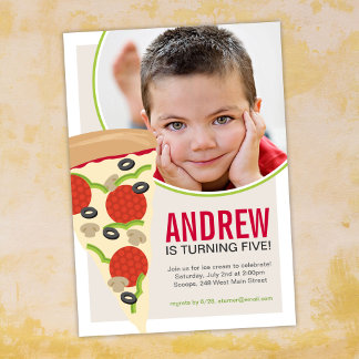 Pizza Party Foto Geburtstag Einladung