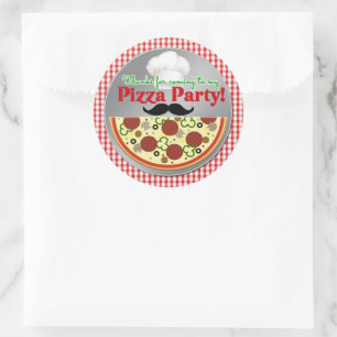 Pizza Party Geburtstag Danke Runder Aufkleber