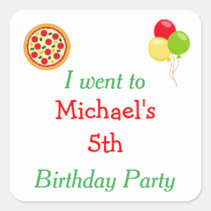 Pizza Party Geburtstag "Ich ging zu" Quadratischer Aufkleber