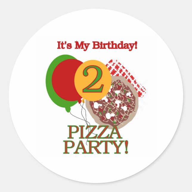 Pizza Party Geburtstag Runder Aufkleber (Vorderseite)