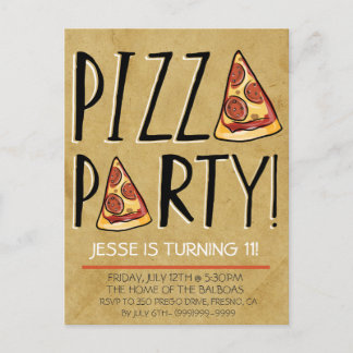 PIZZA PARTY GEBURTSTAGLICHE EINLADUNG FÜR KINDER