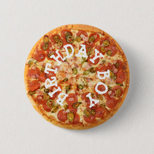 Pizza-Party-Geburtstags-Jungen-Knopf Button