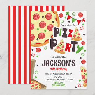 Pizza-Party-Geburtstagseinladung Kinder Pizza-Part Einladung