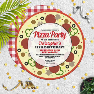 Pizza Party Geburtstagsparty Einladung