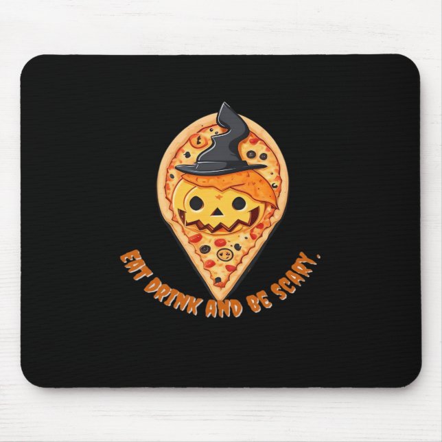Pizza-Party-Halloween-Kürbis-Hexenhut Essential Mousepad (Vorne)