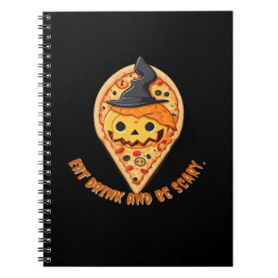 Pizza-Party-Halloween-Kürbis-Hexenhut Essential Notizblock