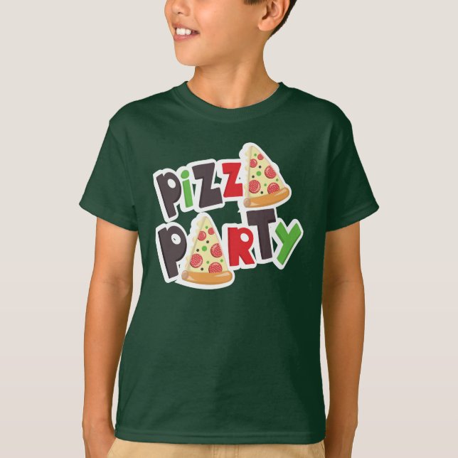 Pizza Party Hanes de base ComfortSoft® T-Shirt (Devant)