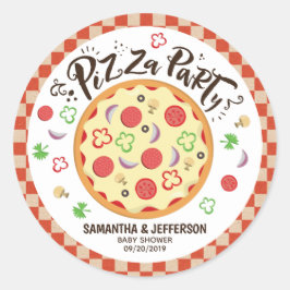 Pizza-Party im modernen Stil Runder Aufkleber