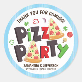 Pizza-Party im modernen Stil Runder Aufkleber