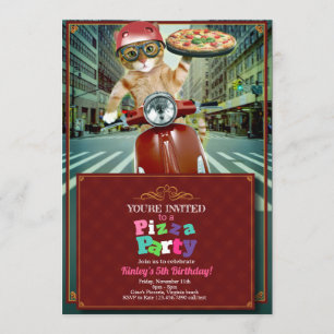 Pizza Party ! Invitation de livraison de chats