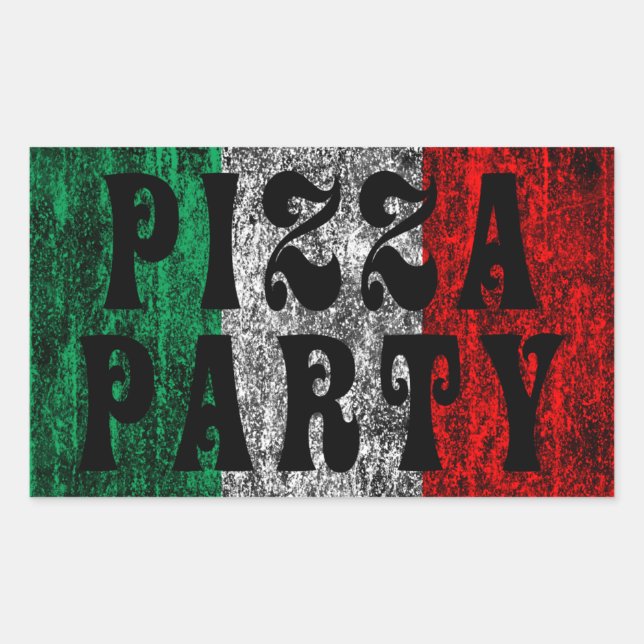 Pizza-Party (italienische Flagge) Rechteckiger Aufkleber (Vorderseite)