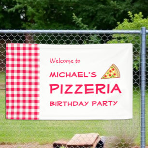 Pizza-Party Kindergeburtstag Banner