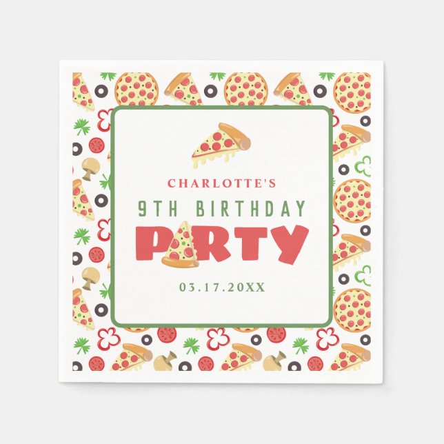 Pizza Party Moderner Kindergeburtstag für kundensp Serviette (Vorderseite)