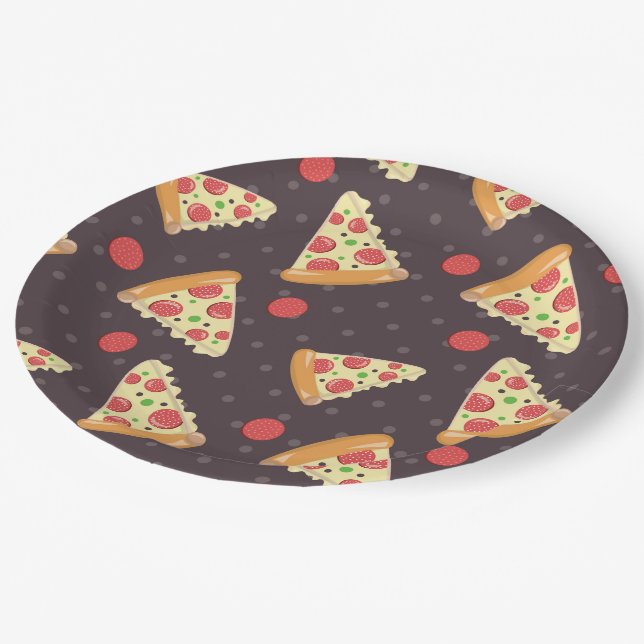 Pizza Party Musterpapiere Teller (Schrägansicht)