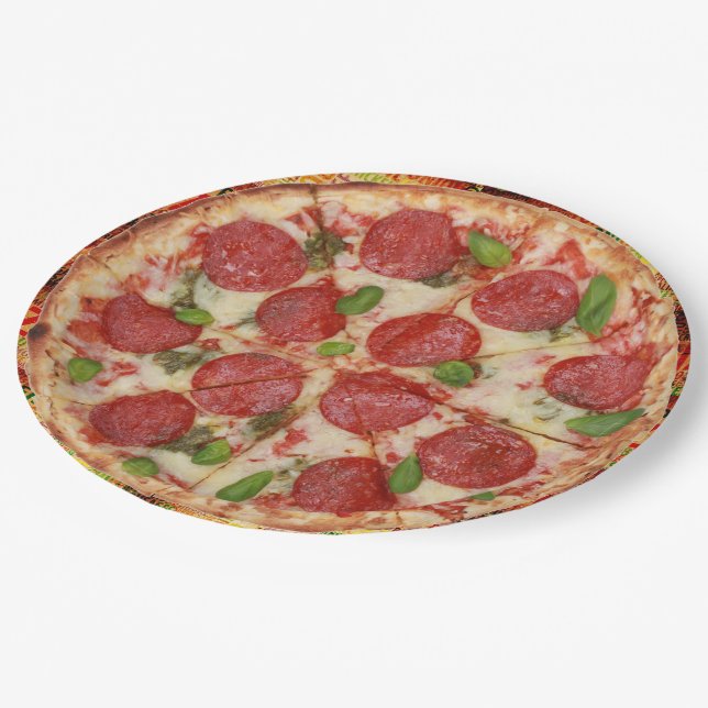 Pizza Party Party Goods Paper Plate Pappteller (Schrägansicht)