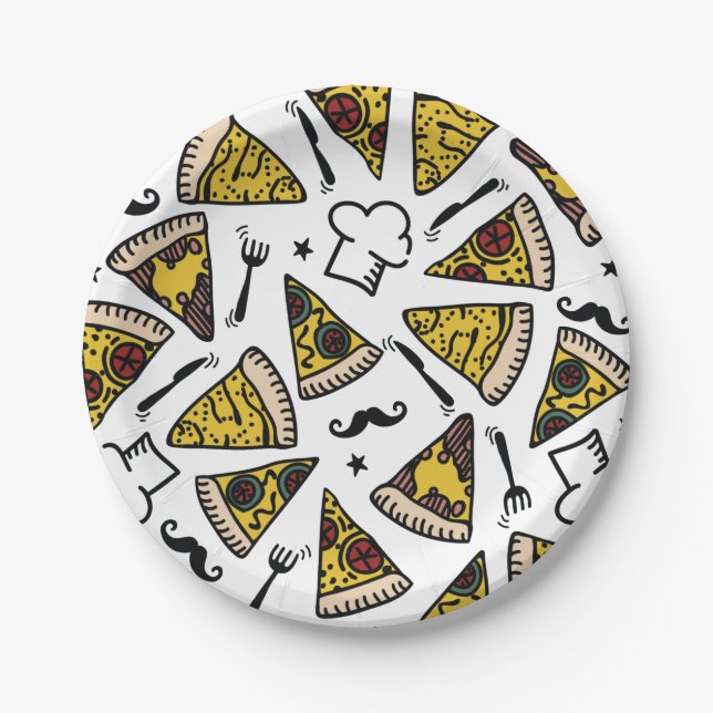Pizza Party Pattern Plate Pappteller (Vorderseite)