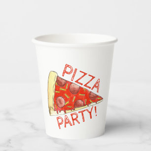 PIZZA-PARTY! Pepperoni Käse Pizza Slice Pizzeria Pappbecher