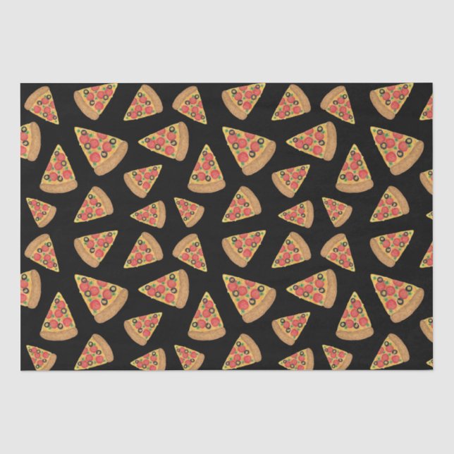 Pizza Party Pepperoni Novelty Black Seidenpapier (Vorderseite)