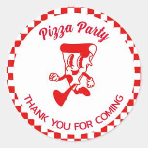 Pizza Party Round Sticker