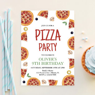 Pizza-Party, Scheibe Des Spaßes Pizza-Party Geburt Einladung