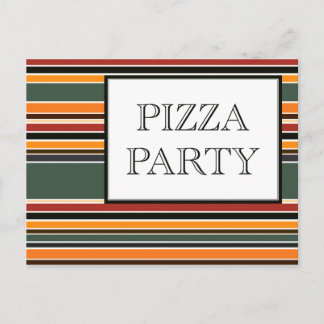 Pizza Party Streifen Einladungspostkarte