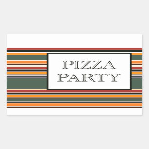 Pizza Party Streifen Rechteckiger Aufkleber