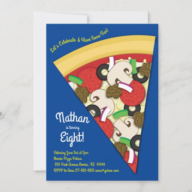 Pizza Party Supreme Combo Pizza Slice Einladung (Vorderseite)
