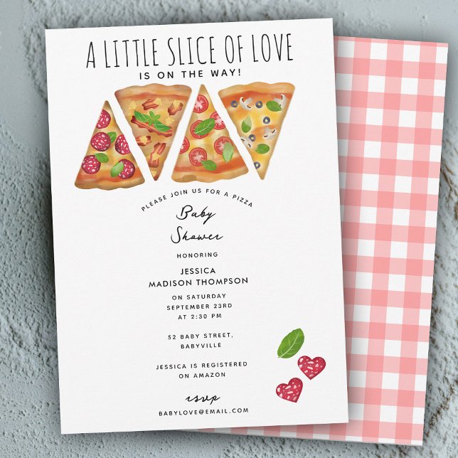 Pizza Party Thema Wasserfarbe Kinderdusche Liebe Einladung (Pizza Party Theme Watercolor Baby Shower Love Invitation)