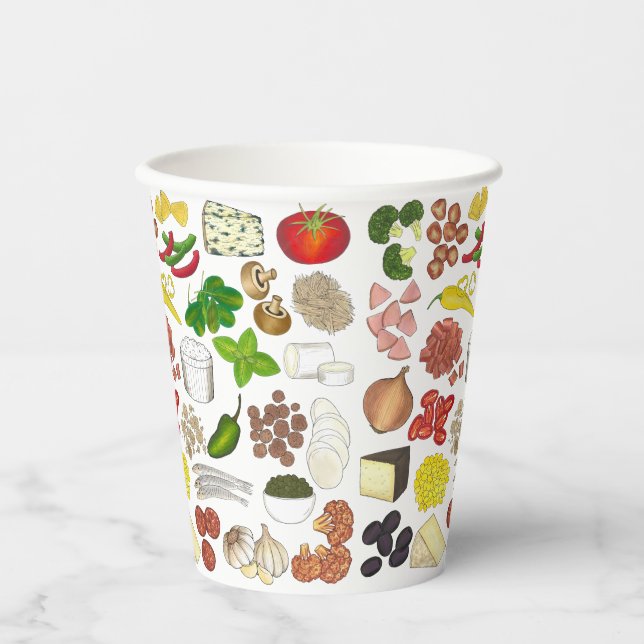 Pizza Party Toppings Italienische Pizzeria Pie Pappbecher (Vorderseite)