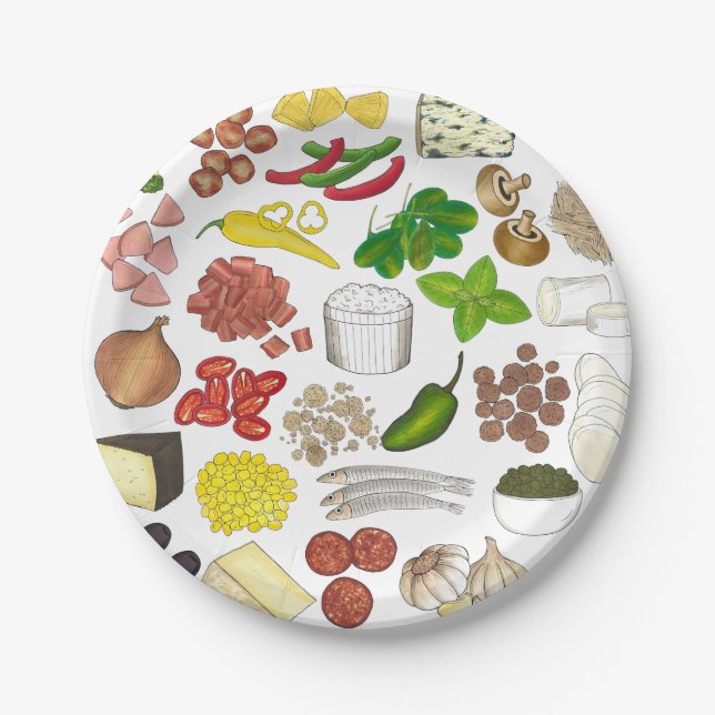 Pizza Party Toppings Italienische Pizzeria Pie Pappteller (Vorderseite)