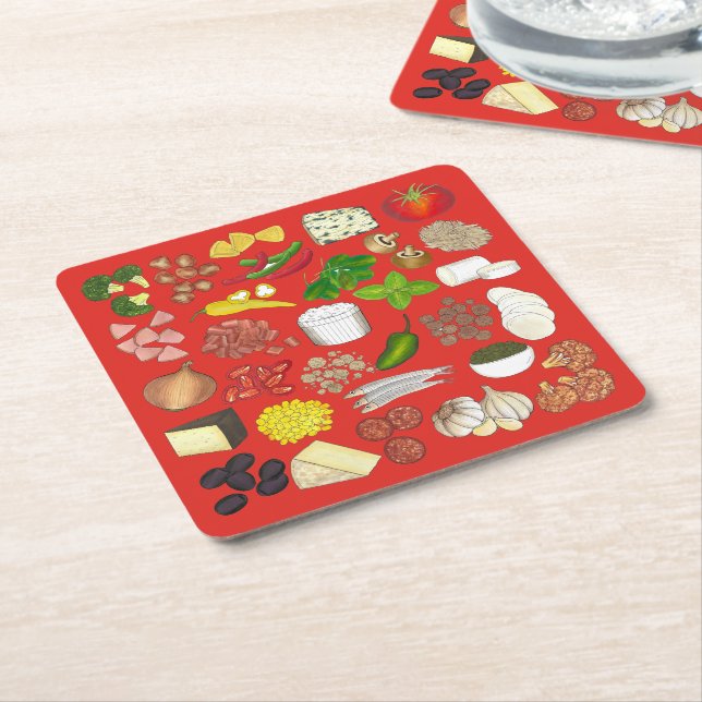 Pizza Party Toppings Italienische Pizzeria Pie Rechteckiger Pappuntersetzer (angewinkelt)