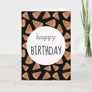 Pizza Partys Birthday Card Black Karte